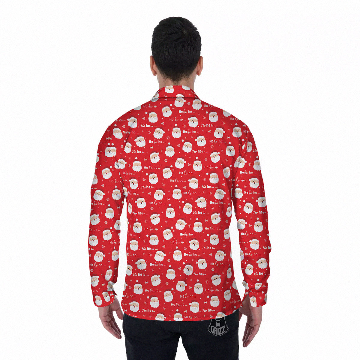 Santa Claus Christmas Print Pattern Men's Long Sleeve Shirts-grizzshop