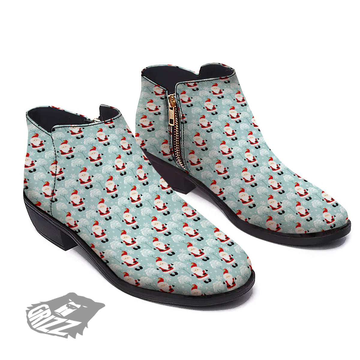 Santa Claus Cute Print Pattern Ankle Boots-grizzshop