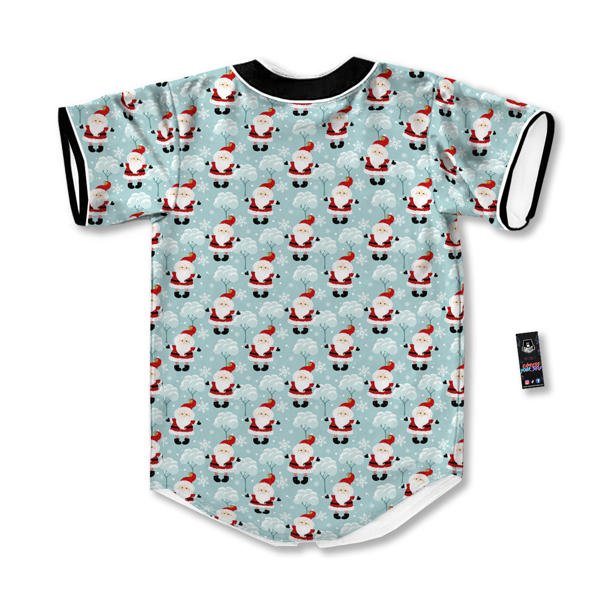 Santa Claus Cute Print Pattern Baseball Jersey-grizzshop