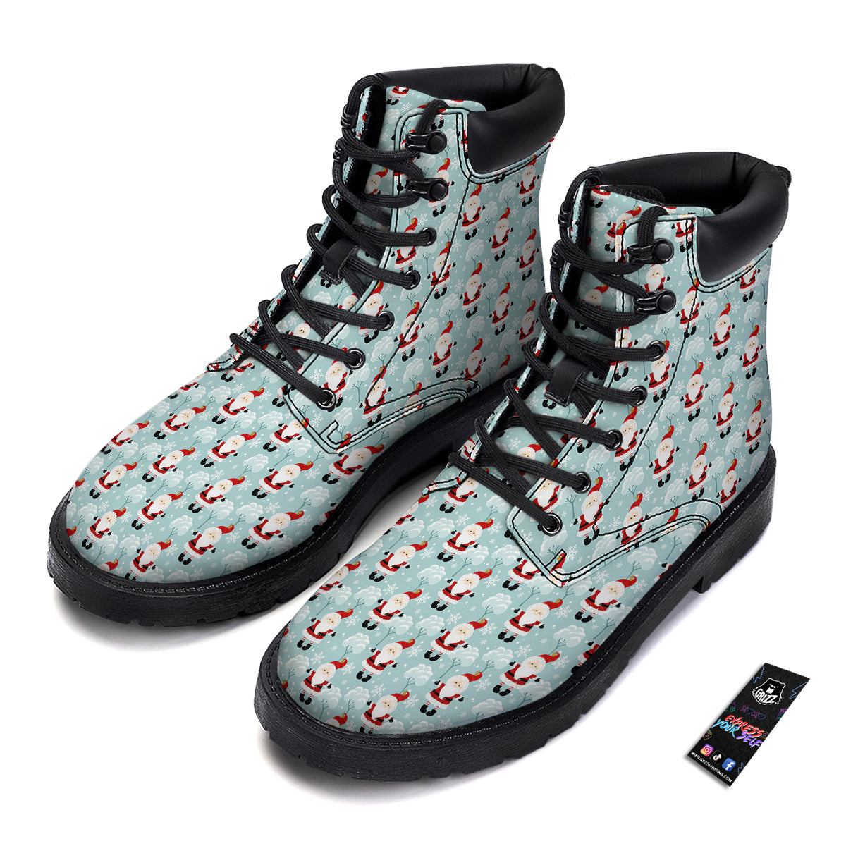 Santa Claus Cute Print Pattern Boots-grizzshop