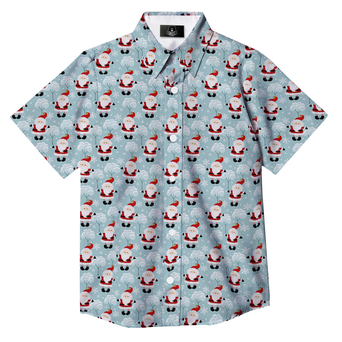 Santa Claus Cute Print Pattern Button Up Shirt-grizzshop