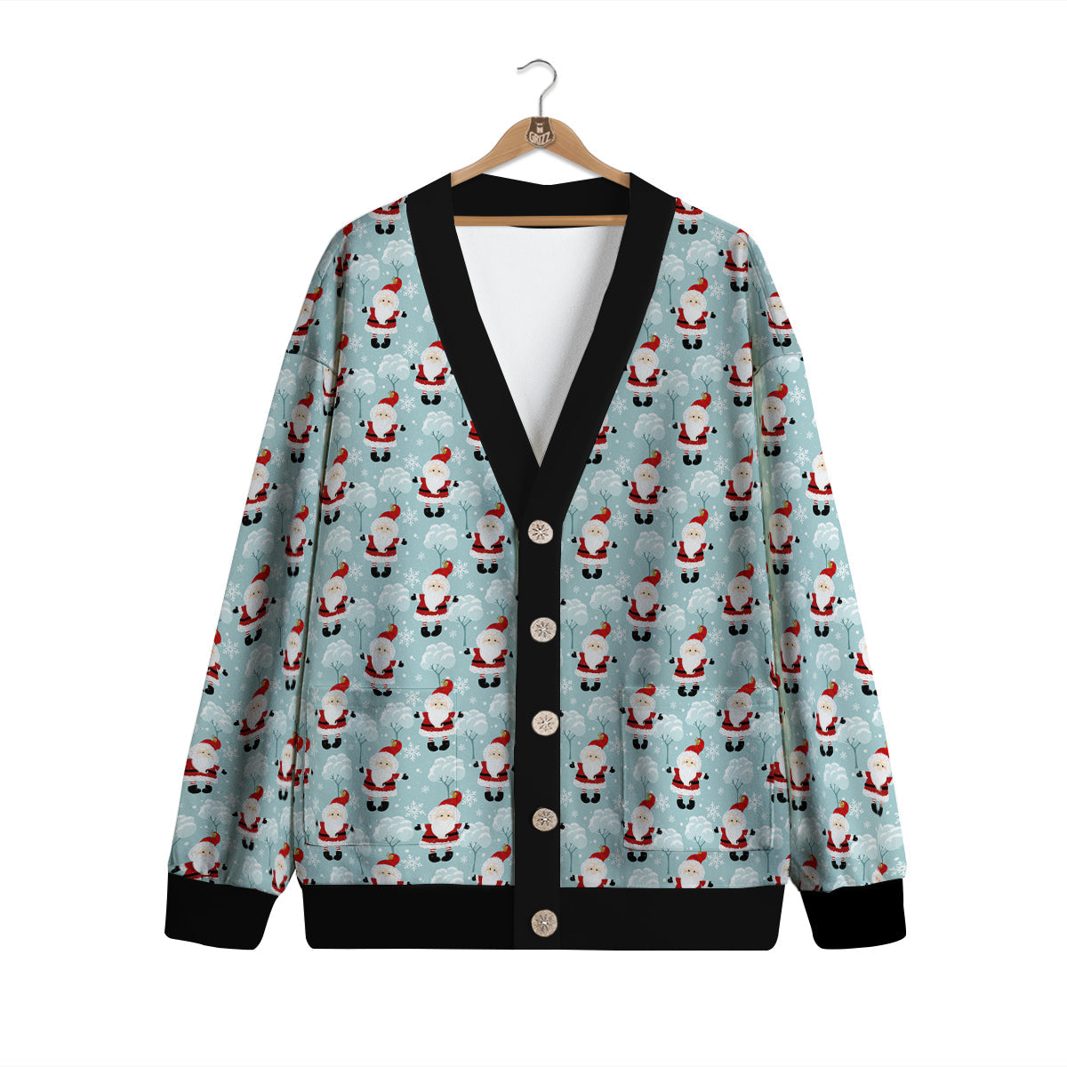 Santa Claus Cute Print Pattern Cardigan-grizzshop