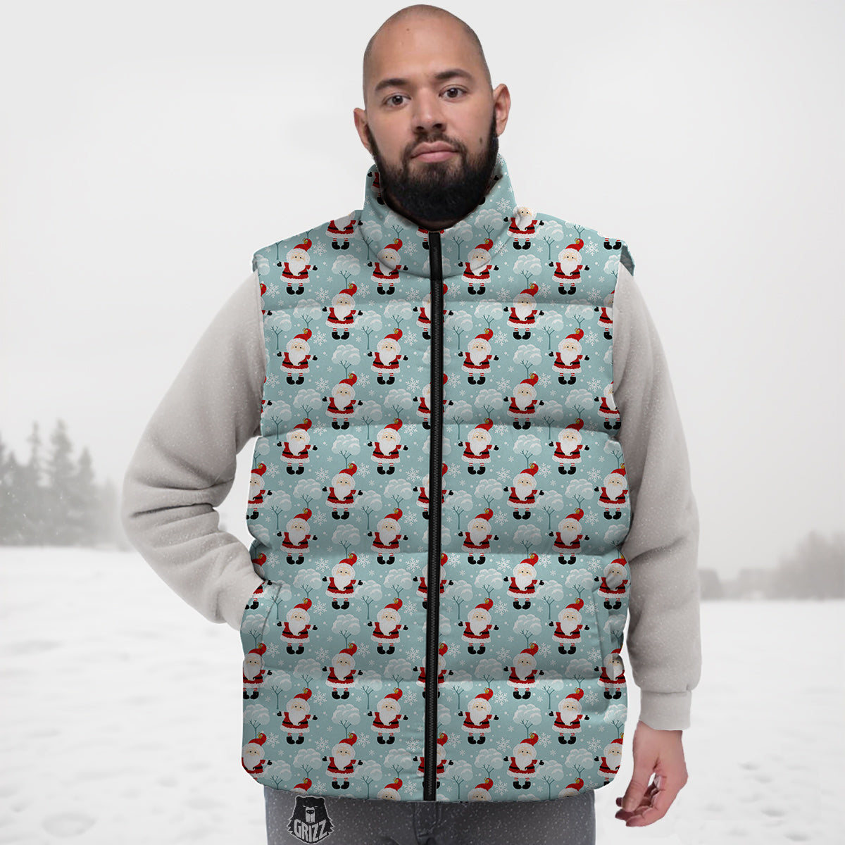 Santa Claus Cute Print Pattern Down Vest