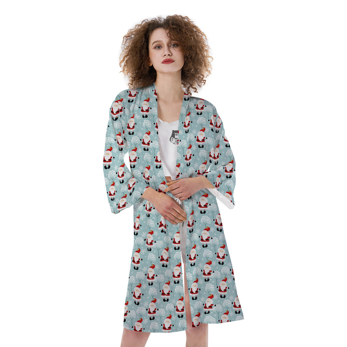 Santa Claus Cute Print Pattern Kimono-grizzshop