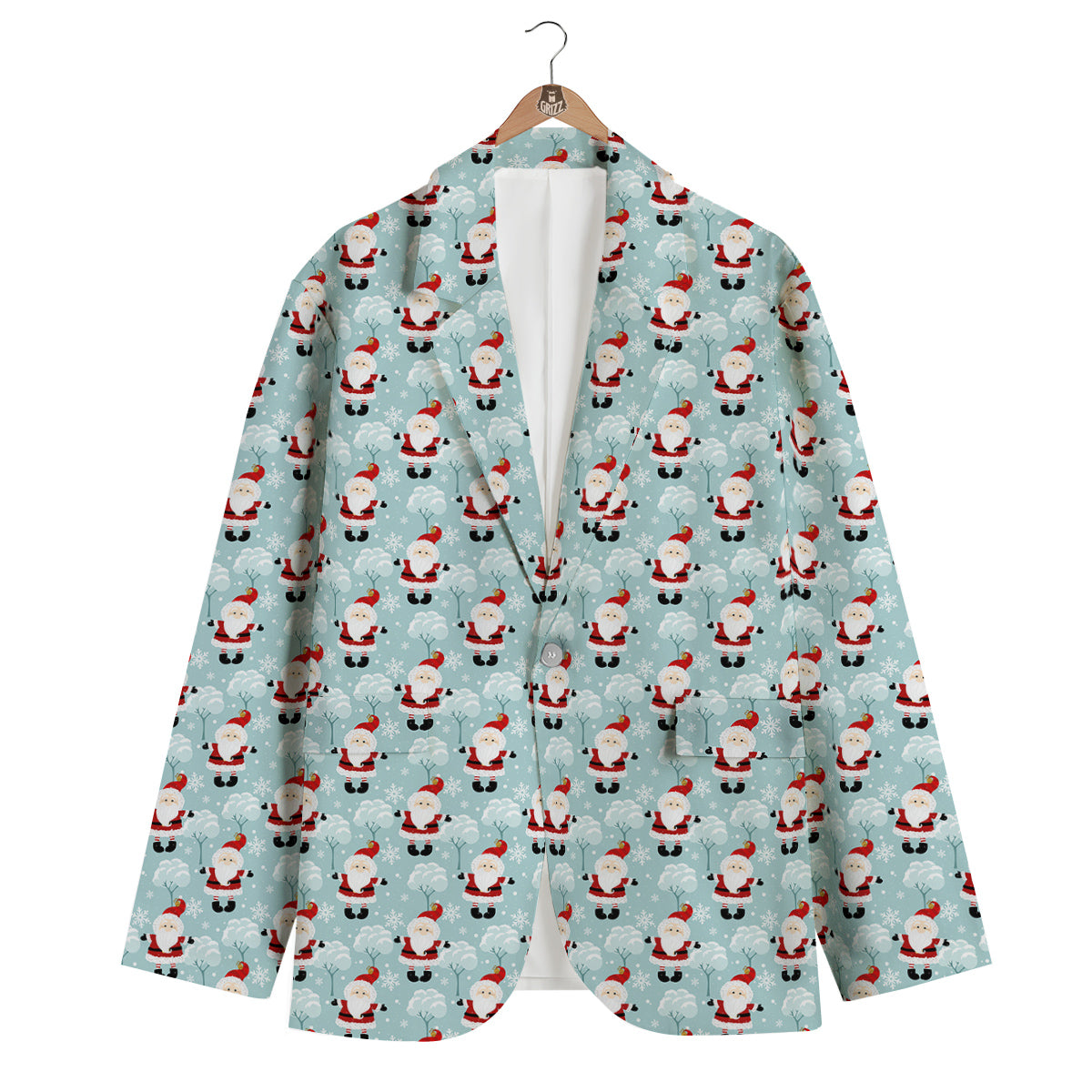 Santa Claus Cute Print Pattern Men's Blazer-grizzshop