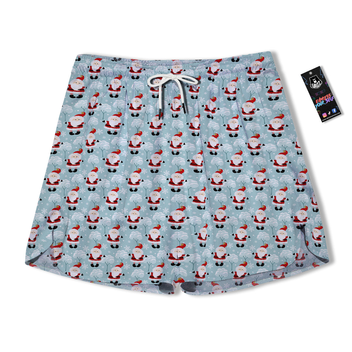 Santa Claus Cute Print Pattern Men's Running Shorts-grizzshop