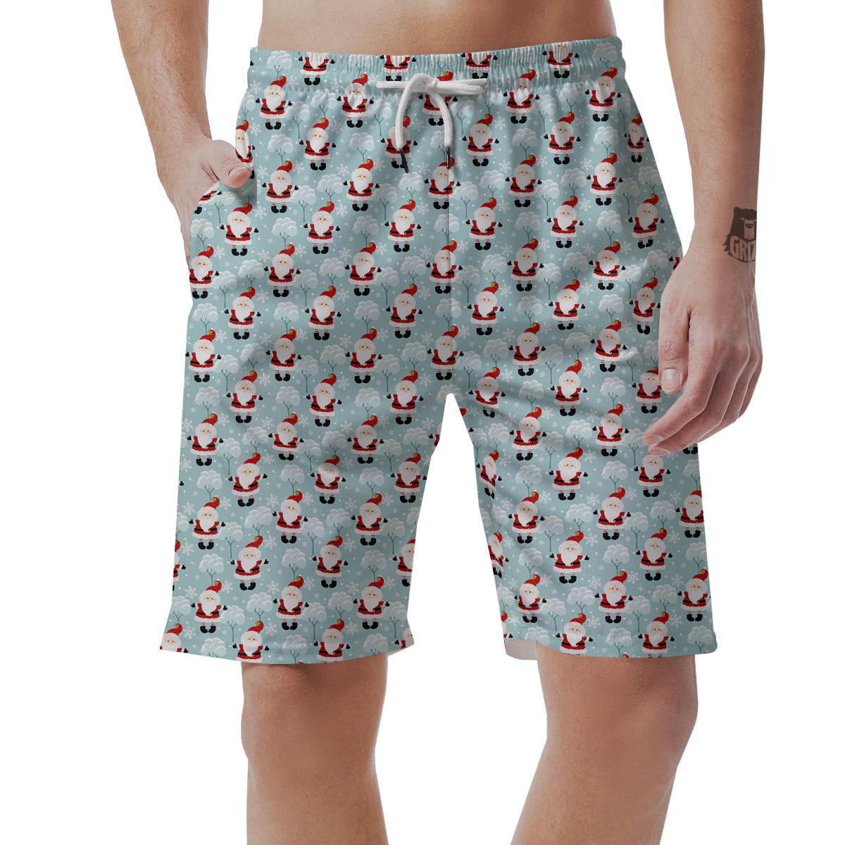 Santa Claus Cute Print Pattern Men's Shorts-grizzshop