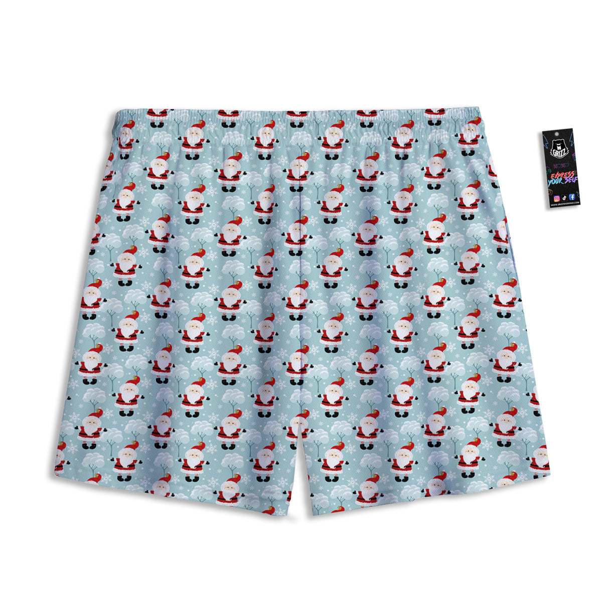 Santa Claus Cute Print Pattern Mesh Shorts