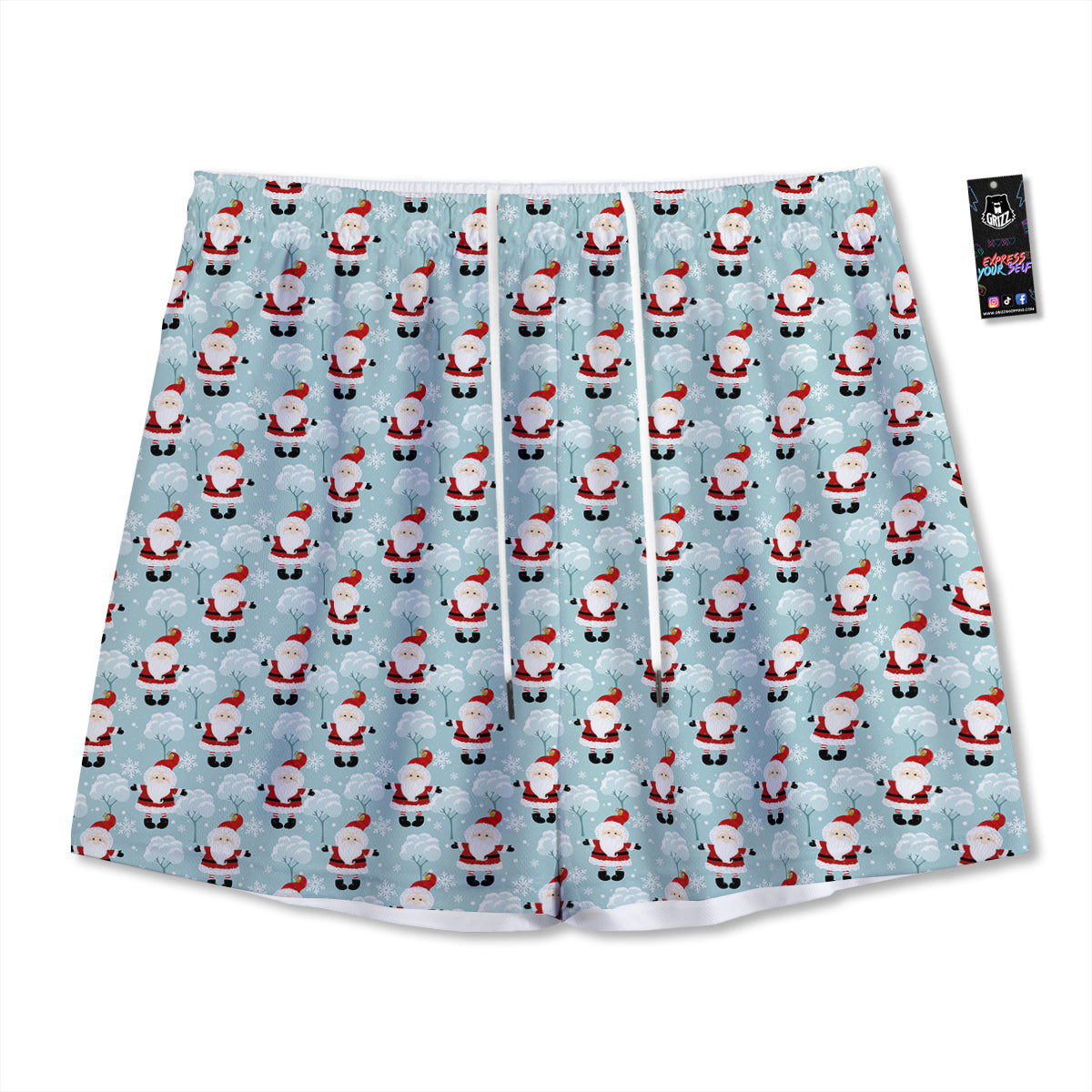 Santa Claus Cute Print Pattern Mesh Shorts