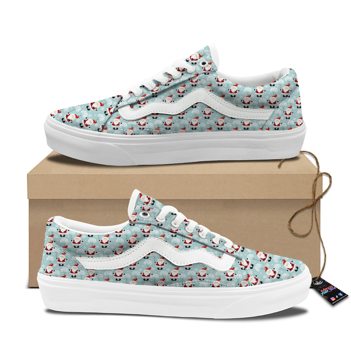 Santa Claus Cute Print Pattern Skate Shoes-grizzshop