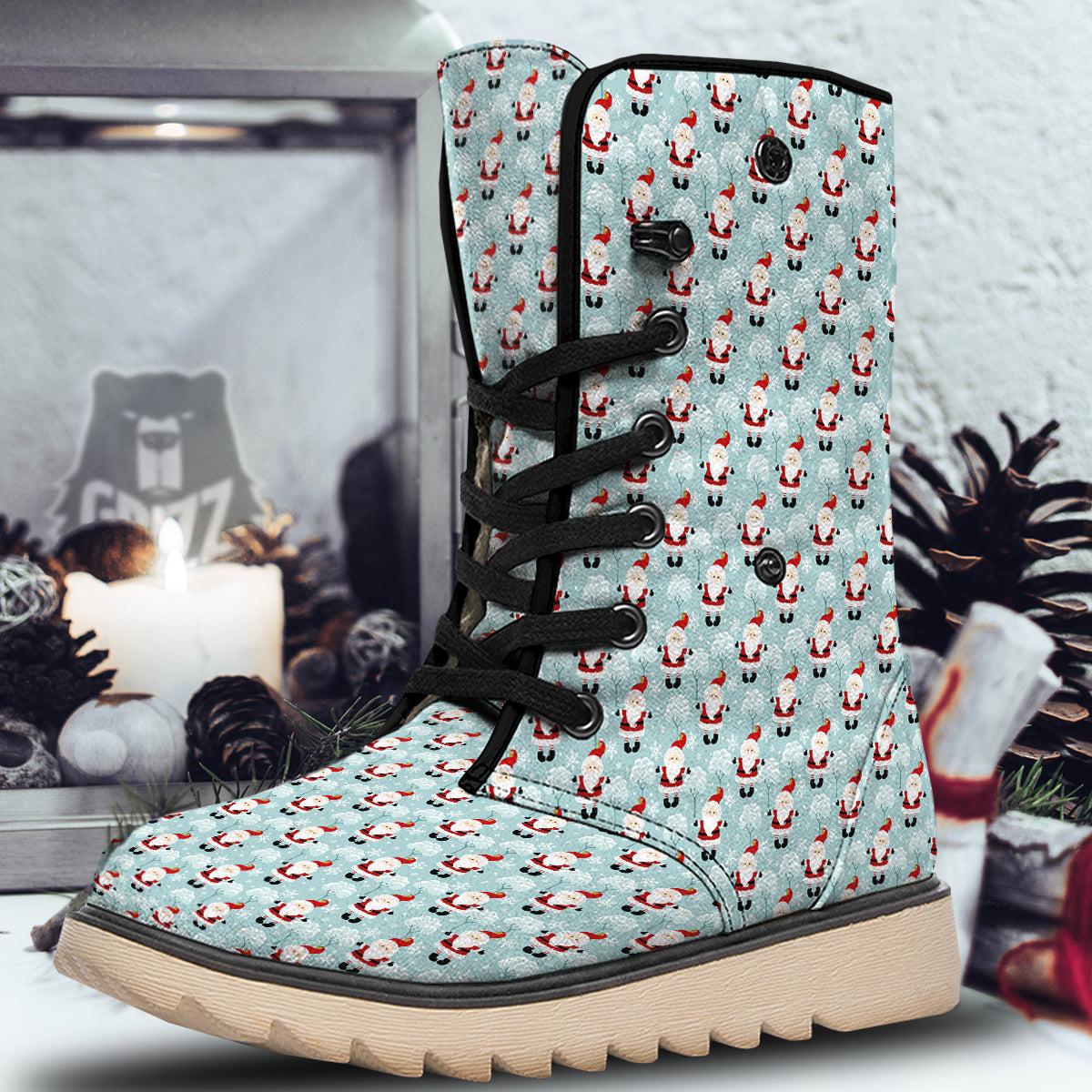 Santa Claus Cute Print Pattern Snow Boots-grizzshop