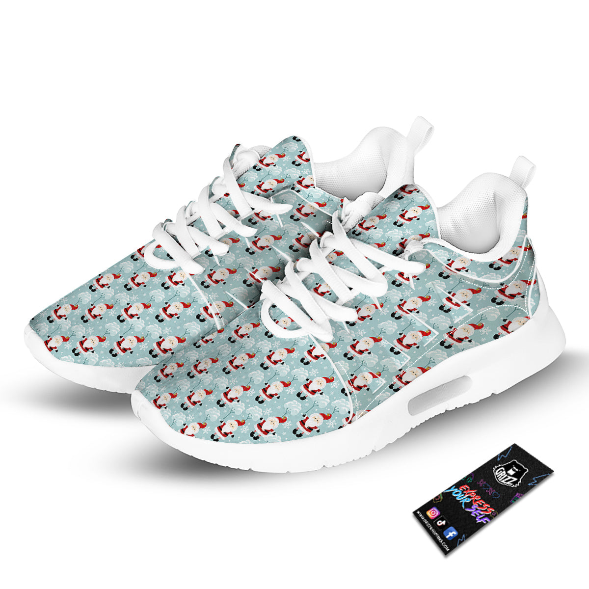 Santa Claus Cute Print Pattern Tennis Shoes-grizzshop