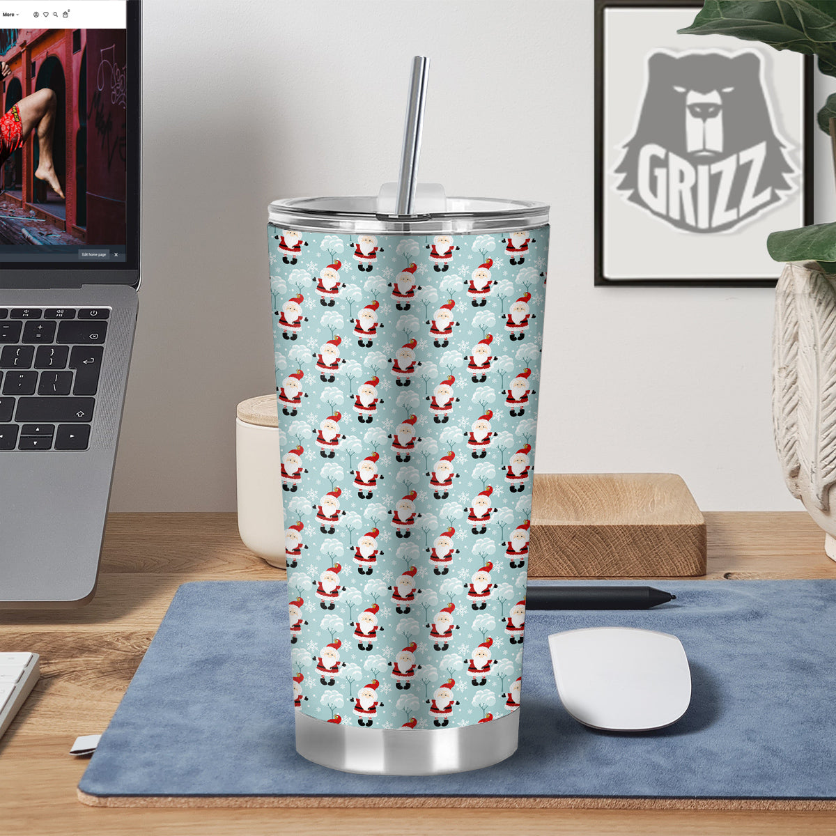 Santa Claus Cute Print Pattern Tumbler-grizzshop