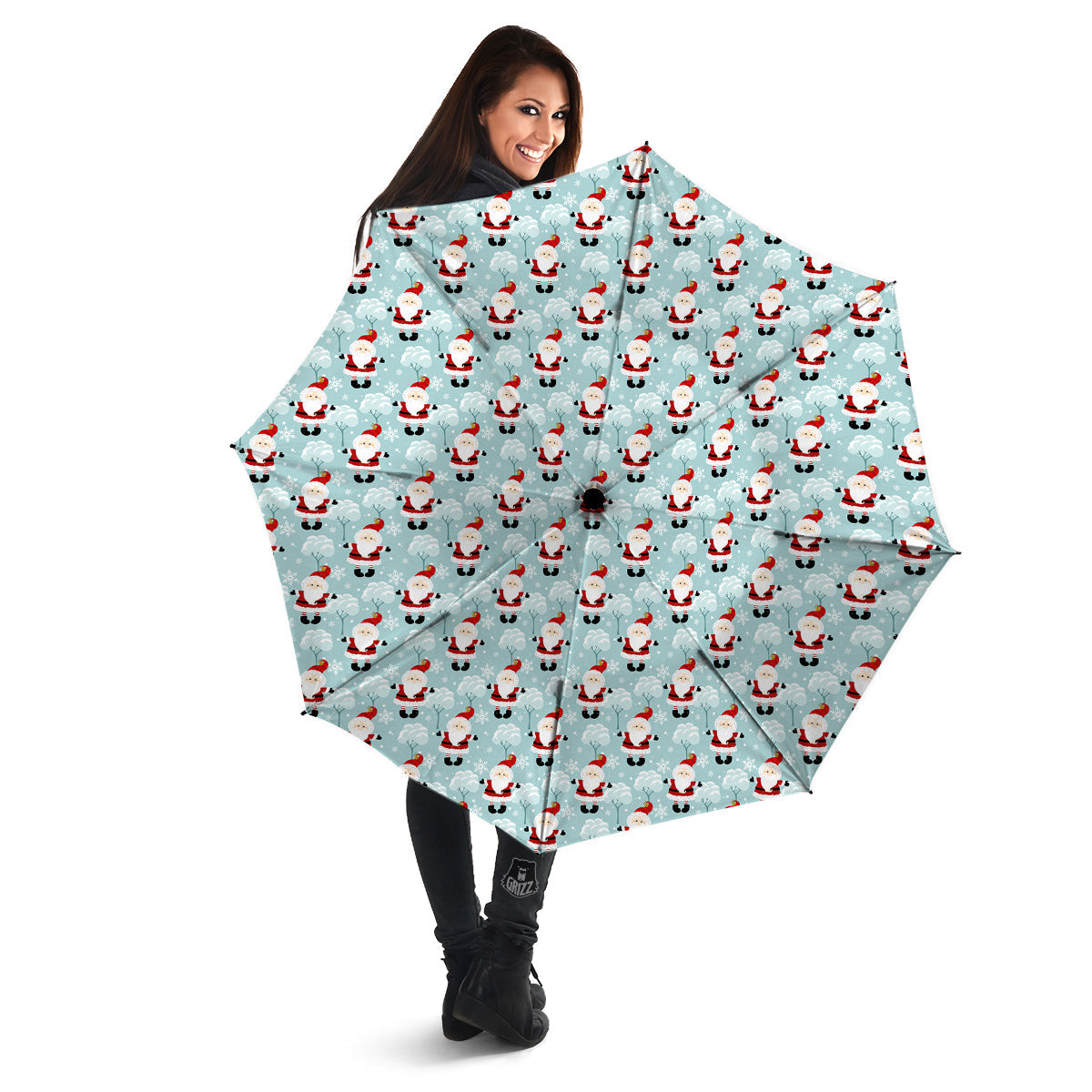 Santa Claus Cute Print Pattern Umbrella-grizzshop