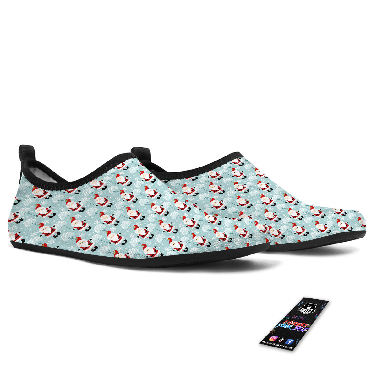 Santa Claus Cute Print Pattern Water Shoes-grizzshop