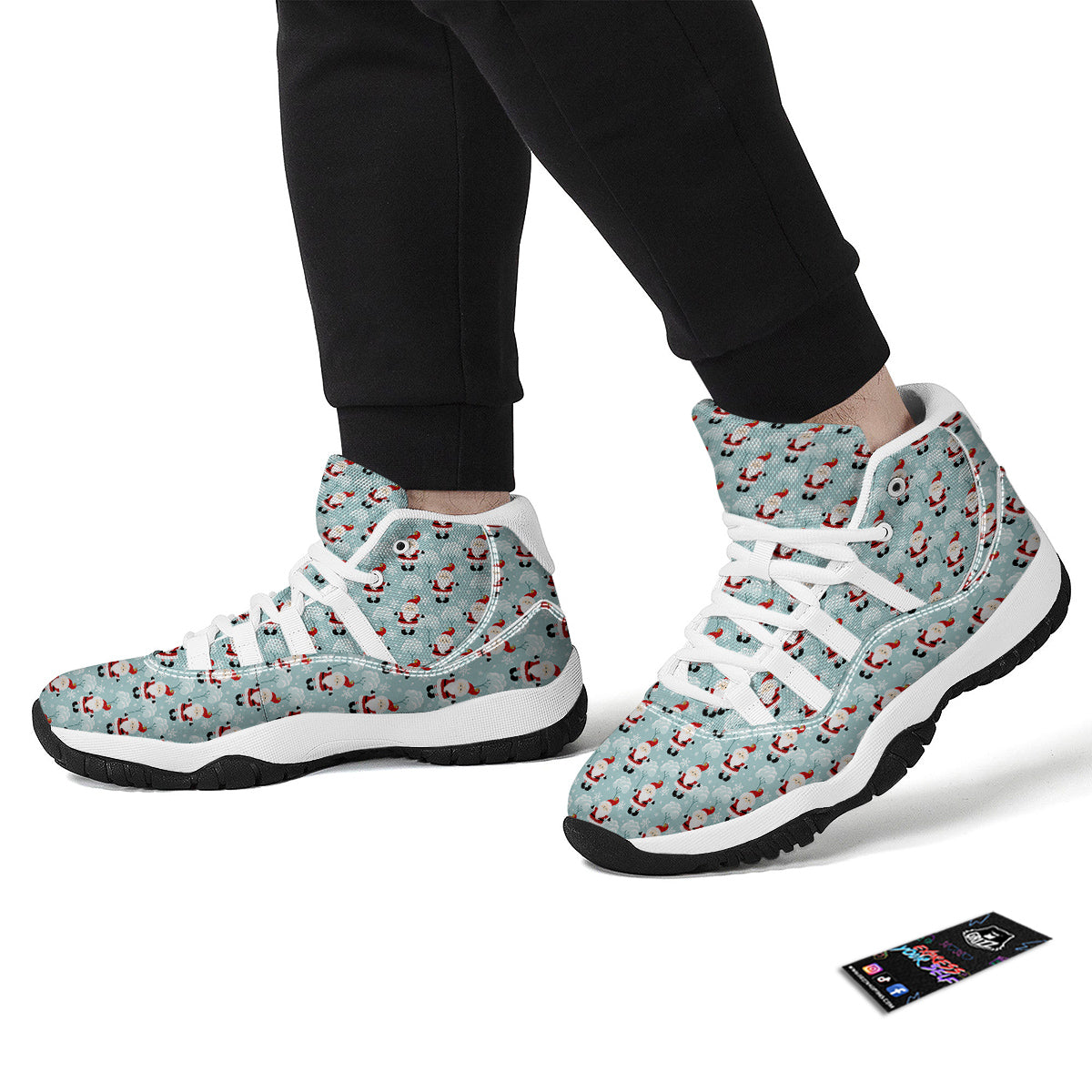 Santa Claus Cute Print Pattern White Bball Shoes-grizzshop