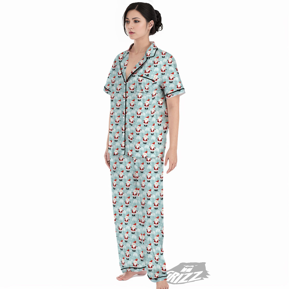 Santa Claus Cute Print Pattern Women's Pajamas Set-grizzshop