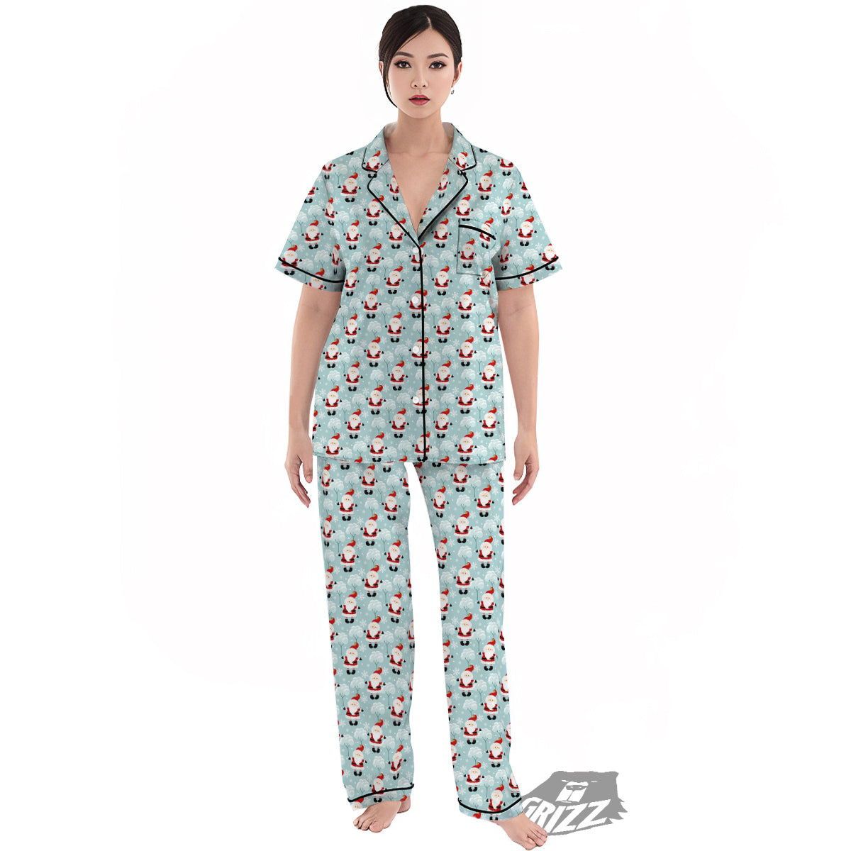 Santa Claus Cute Print Pattern Women's Pajamas Set-grizzshop