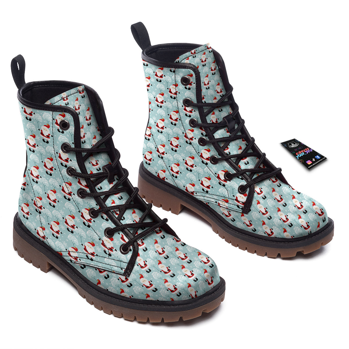 Santa Claus Cute Print Pattern Work Boots-grizzshop