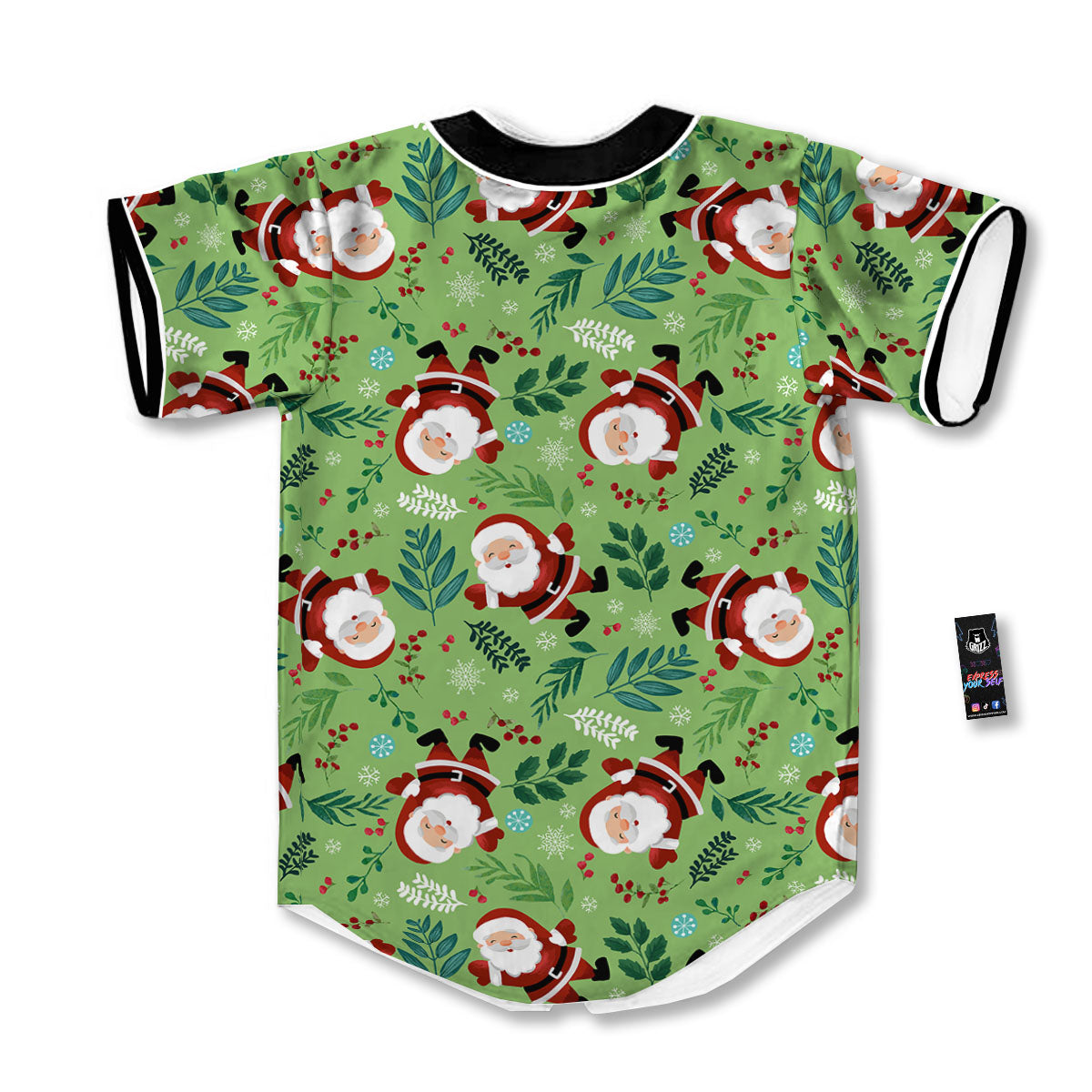 Santa Claus Happy Print Pattern Baseball Jersey-grizzshop