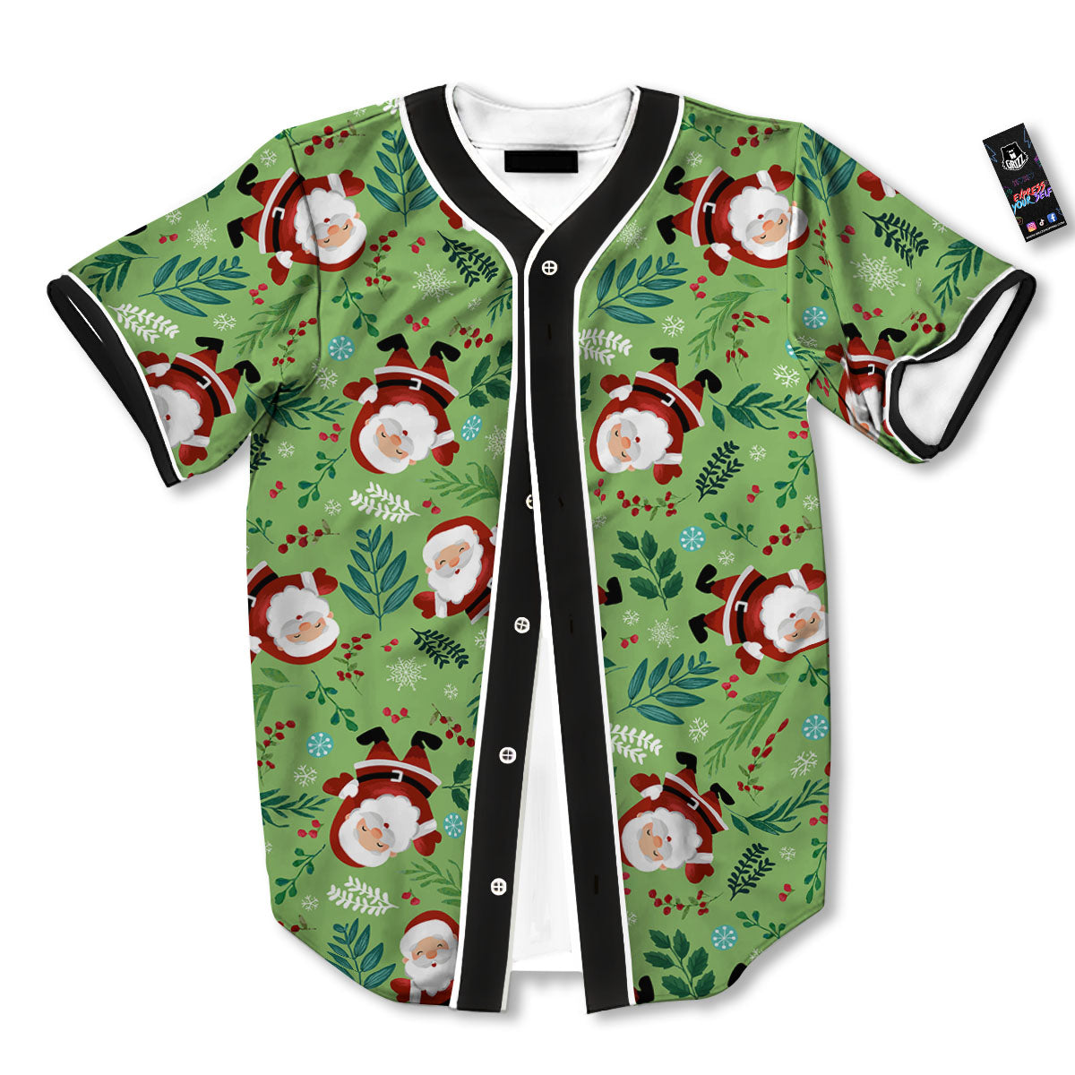 Santa Claus Happy Print Pattern Baseball Jersey-grizzshop