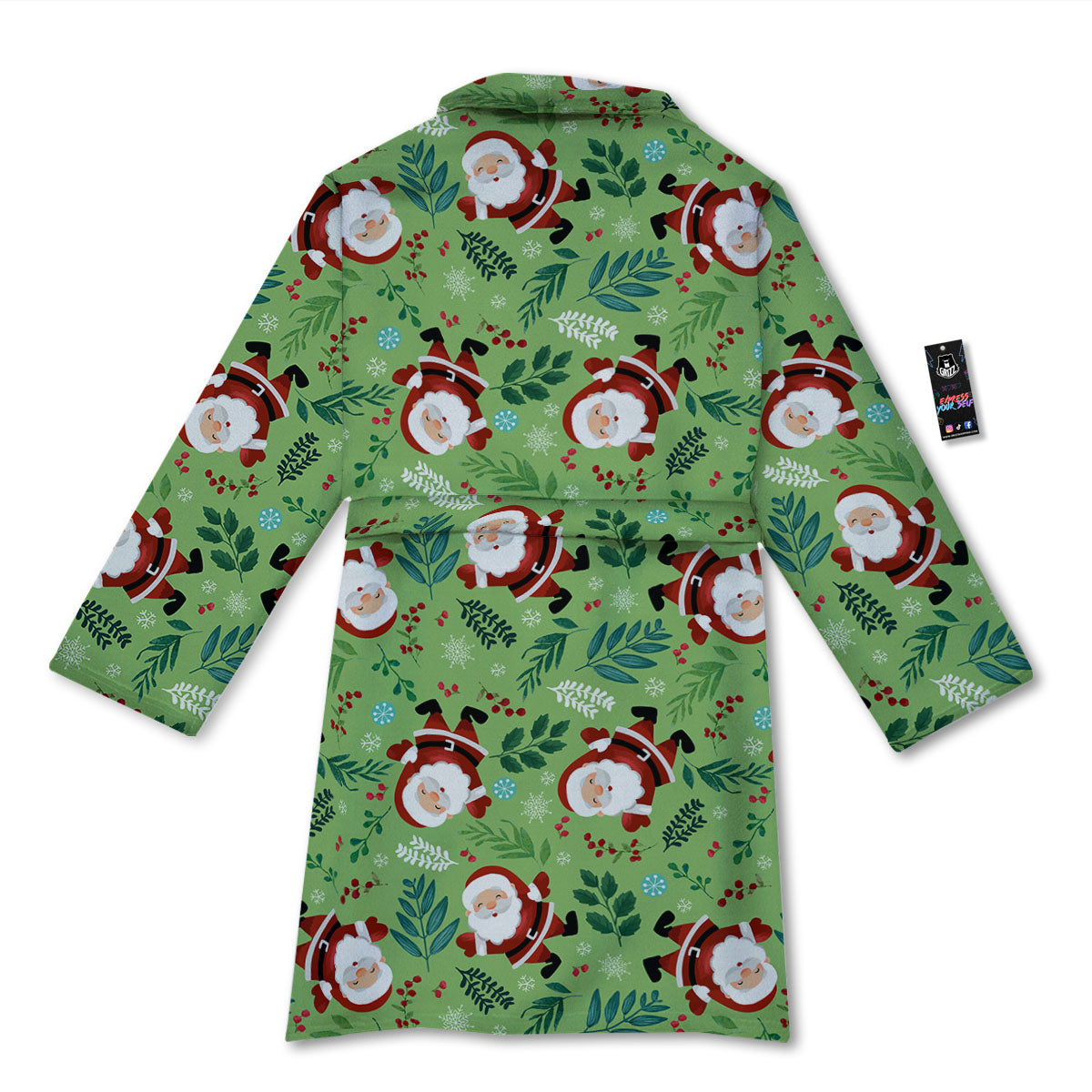 Santa Claus Happy Print Pattern Bathrobe-grizzshop