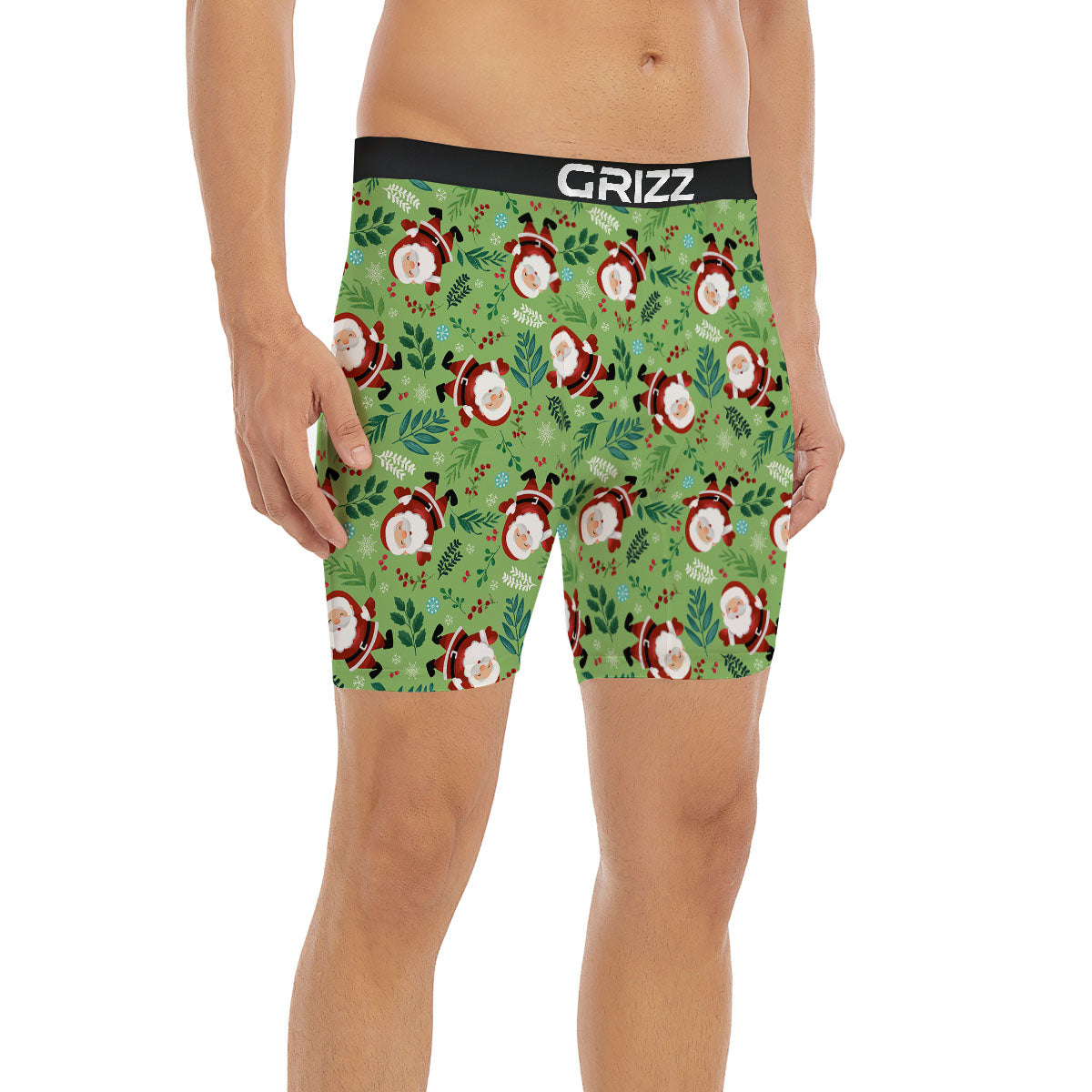 Santa Claus Happy Print Pattern Boxer Briefs-grizzshop