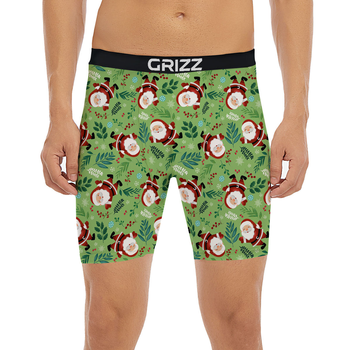 Santa Claus Happy Print Pattern Boxer Briefs-grizzshop