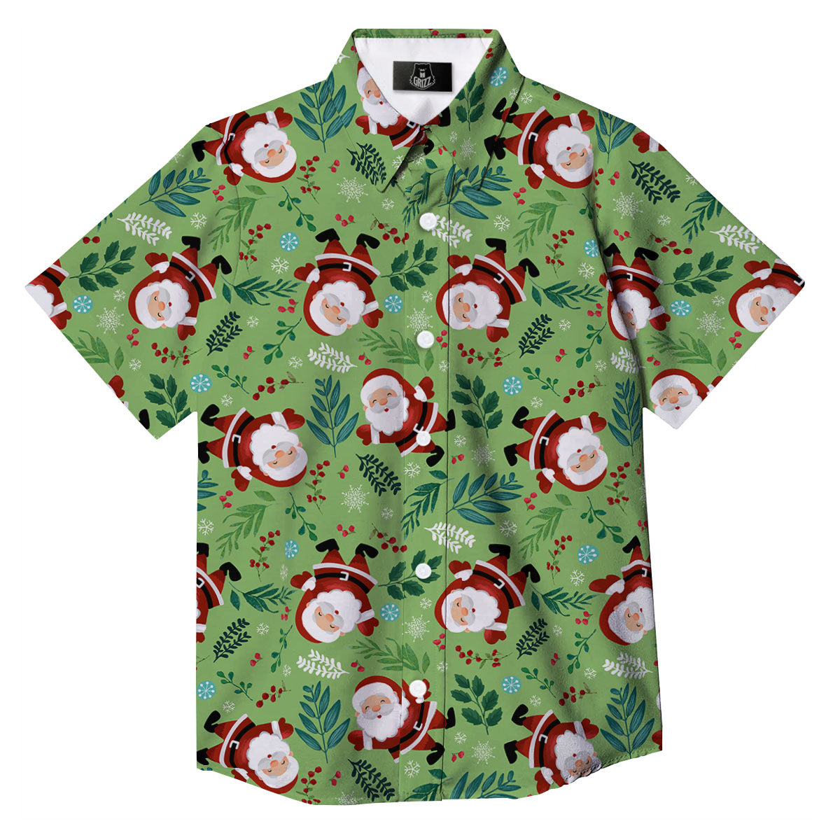 Santa Claus Happy Print Pattern Button Up Shirt-grizzshop