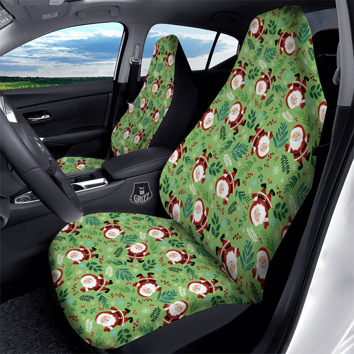 Santa Claus Happy Print Pattern Car Seat Covers-grizzshop