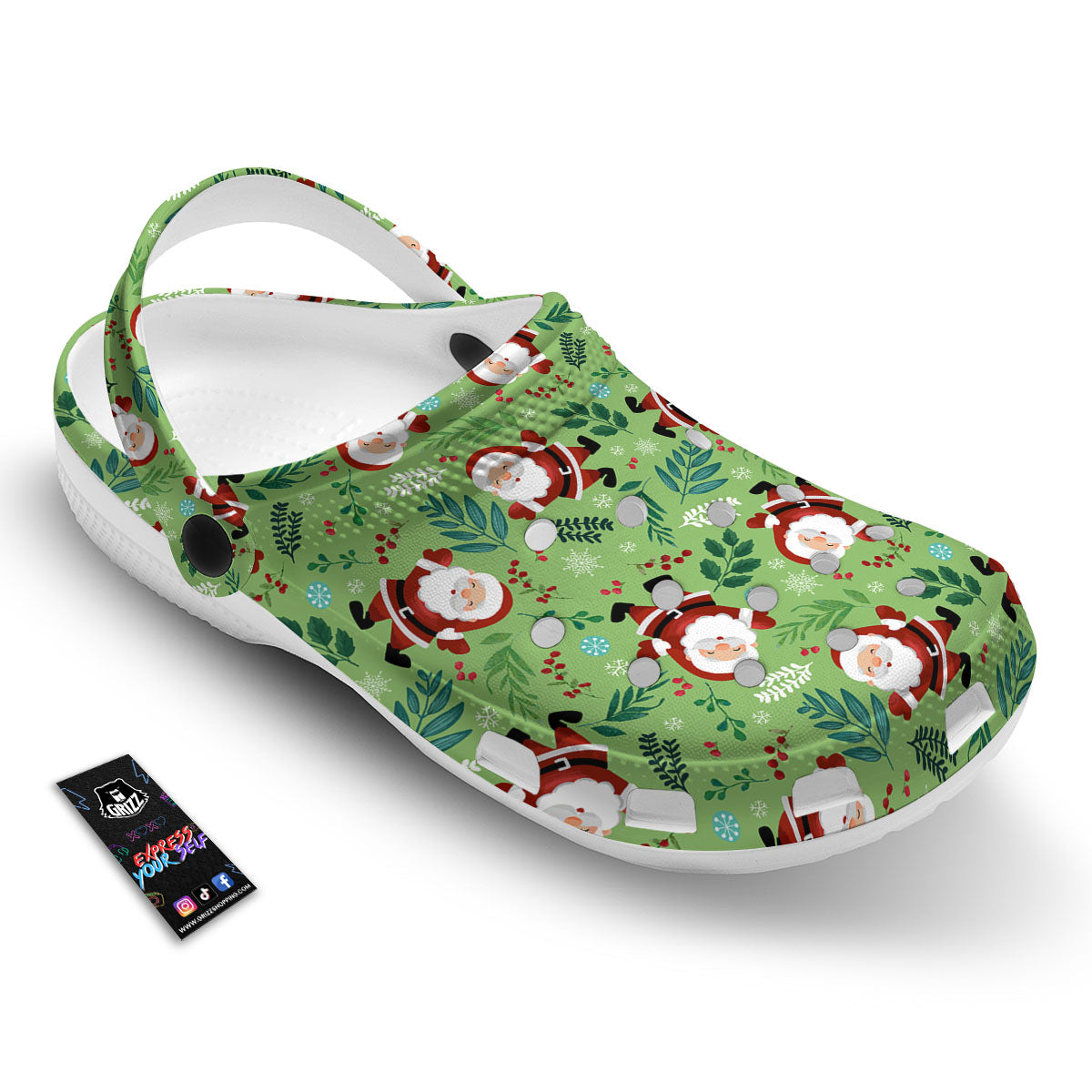 Santa Claus Happy Print Pattern Clog-grizzshop