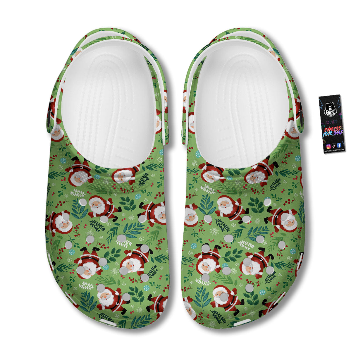 Santa Claus Happy Print Pattern Clog-grizzshop