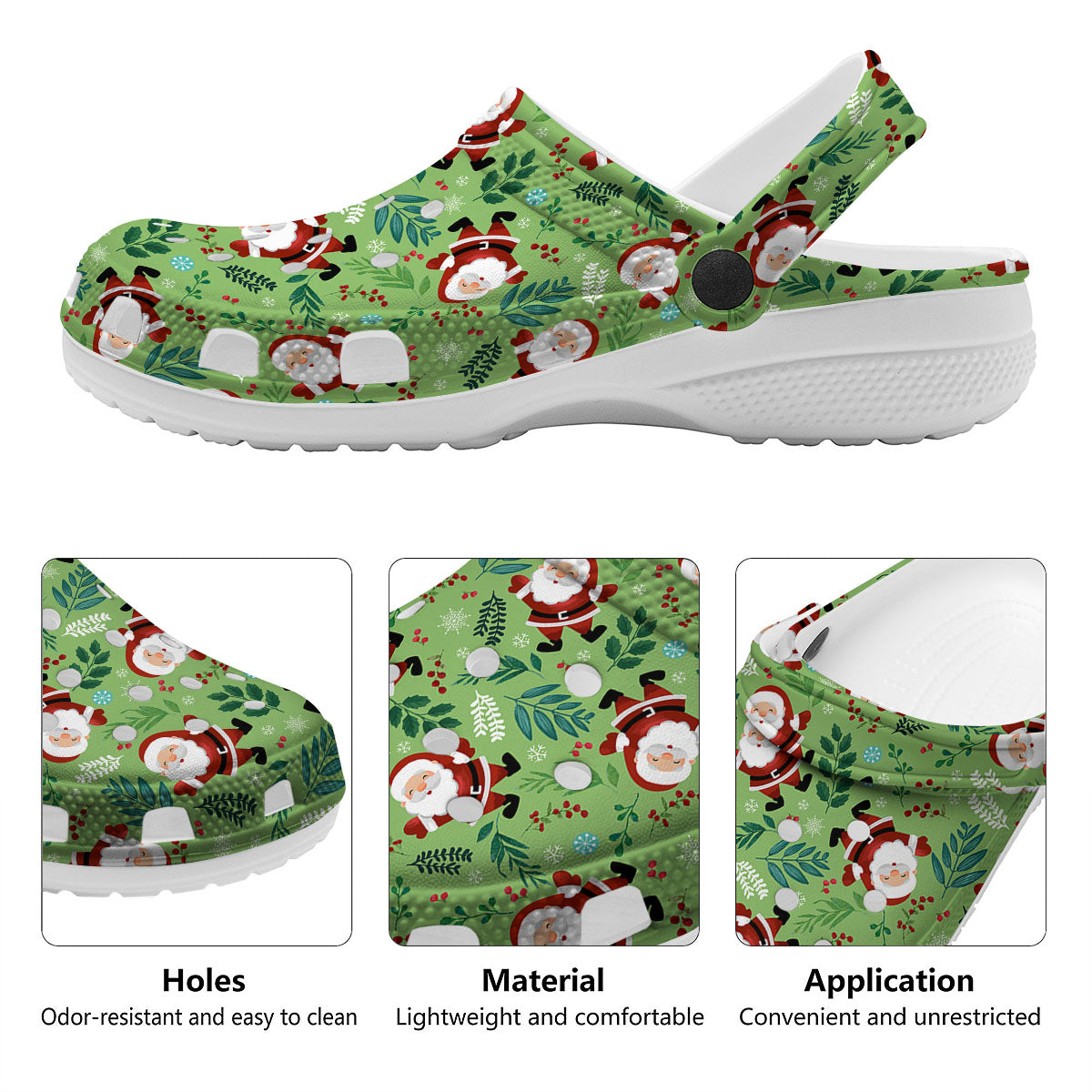 Santa Claus Happy Print Pattern Clog-grizzshop