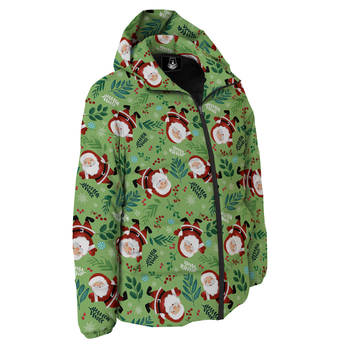 Santa Claus Happy Print Pattern Down Jacket-grizzshop