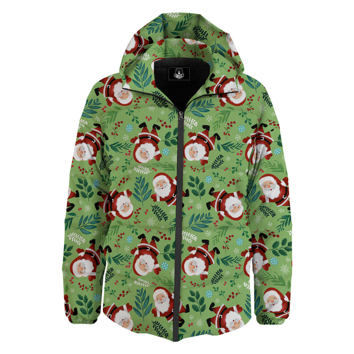Santa Claus Happy Print Pattern Down Jacket-grizzshop