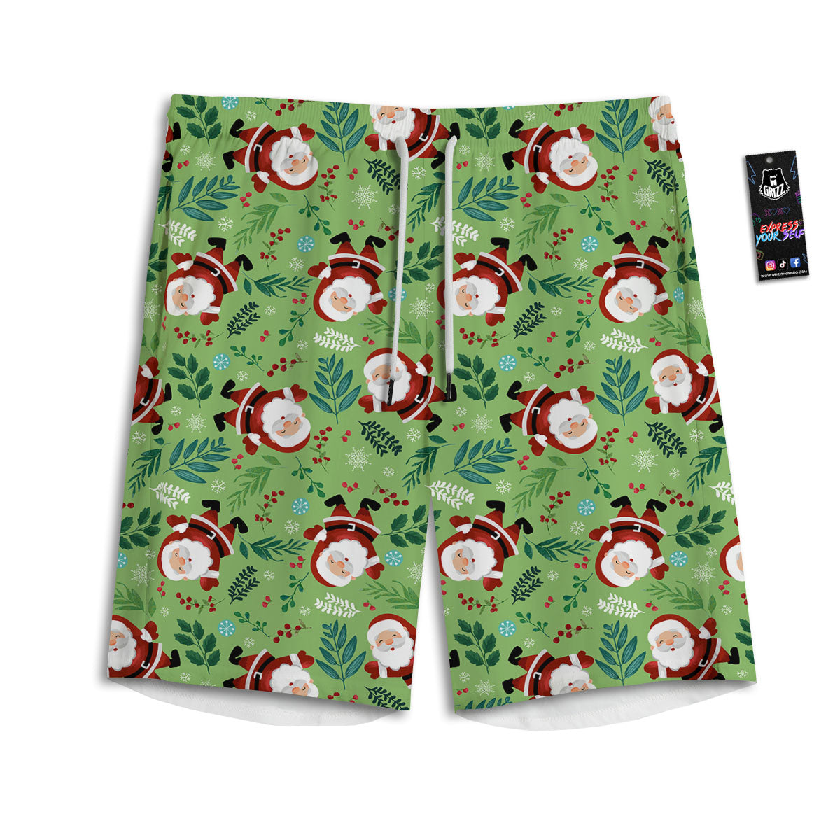 Santa Claus Happy Print Pattern Men's Athletic Shorts