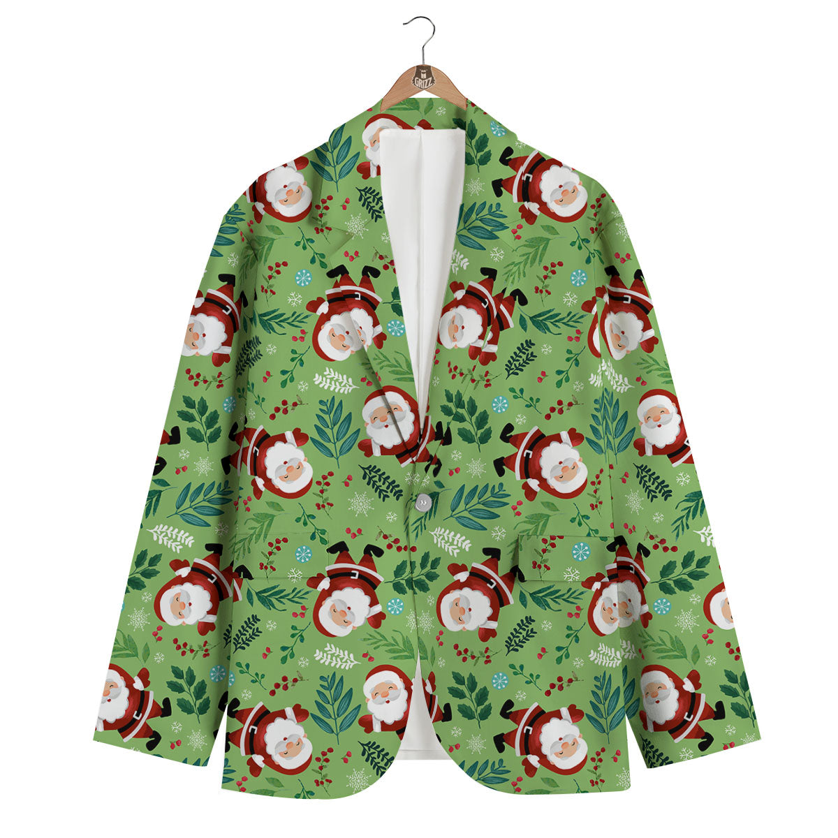 Santa Claus Happy Print Pattern Men's Blazer-grizzshop