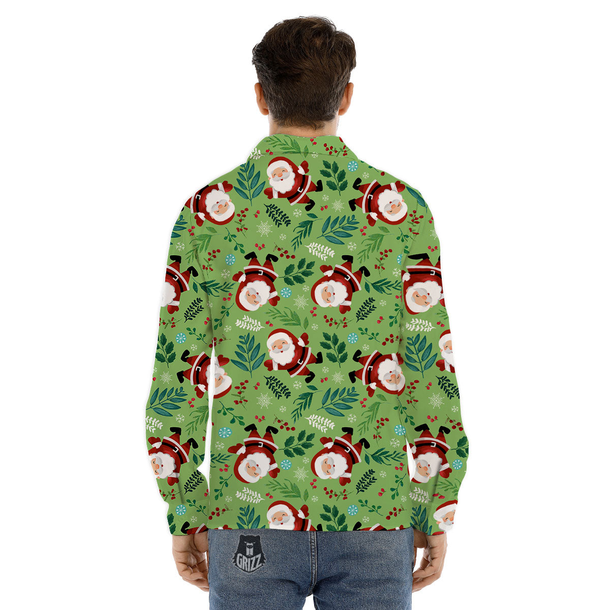 Santa Claus Happy Print Pattern Men's Dress Shirts-grizzshop