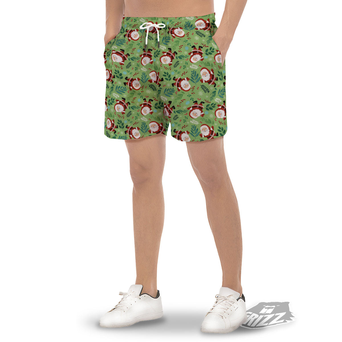 Santa Claus Happy Print Pattern Men's Gym Shorts-grizzshop