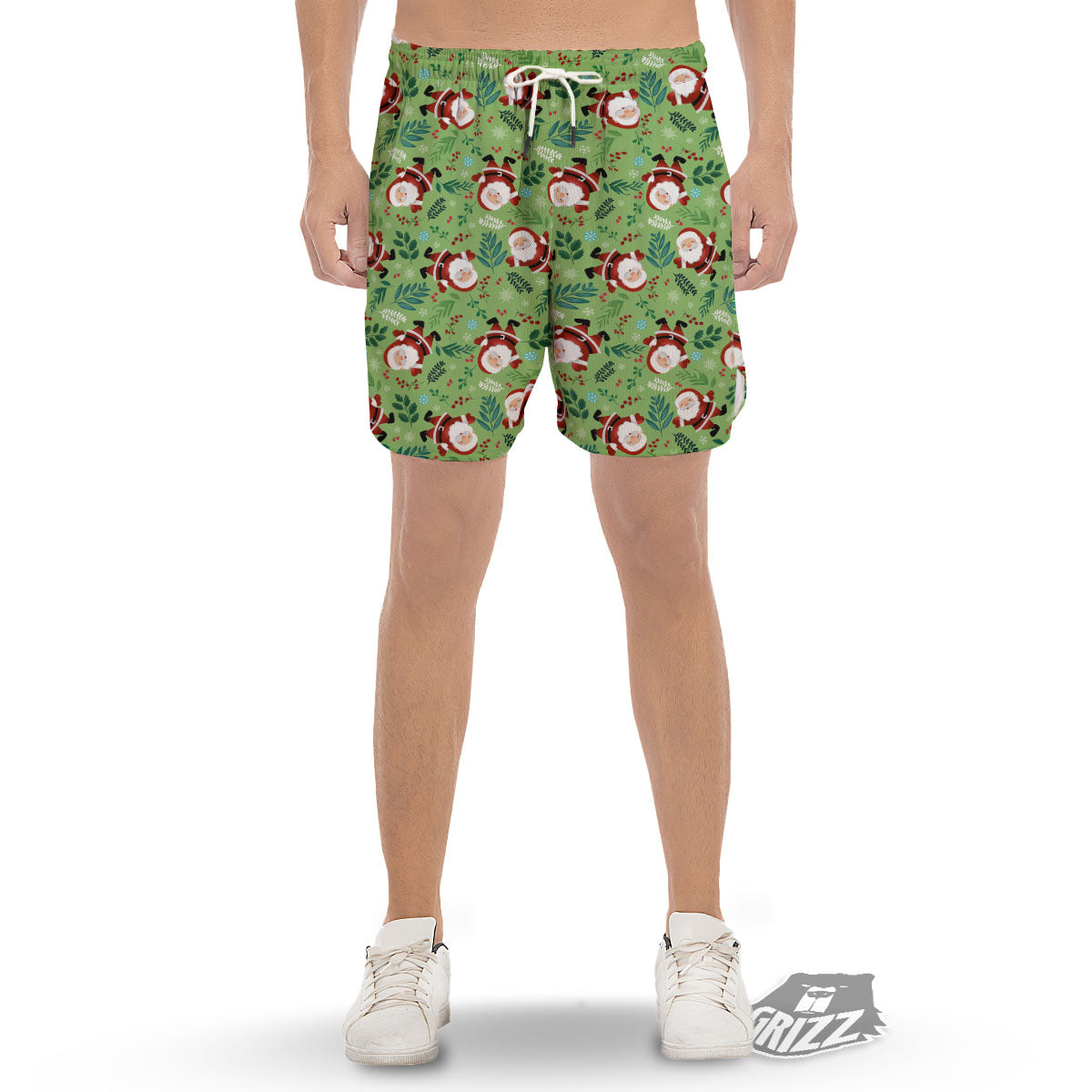 Santa Claus Happy Print Pattern Men's Gym Shorts-grizzshop