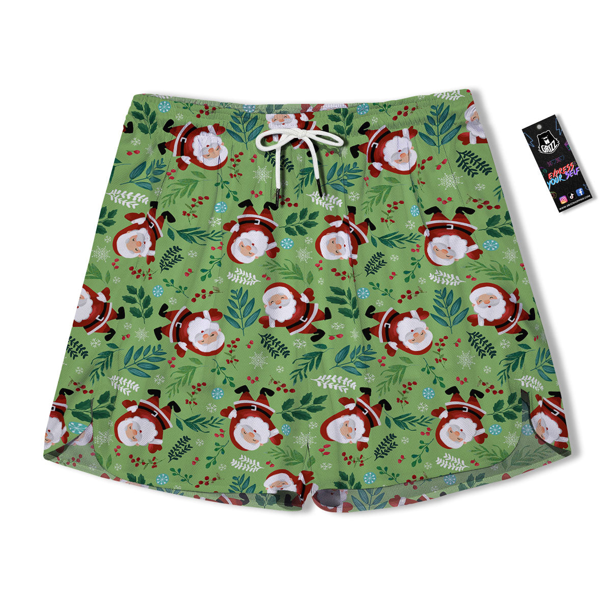 Santa Claus Happy Print Pattern Men's Running Shorts-grizzshop