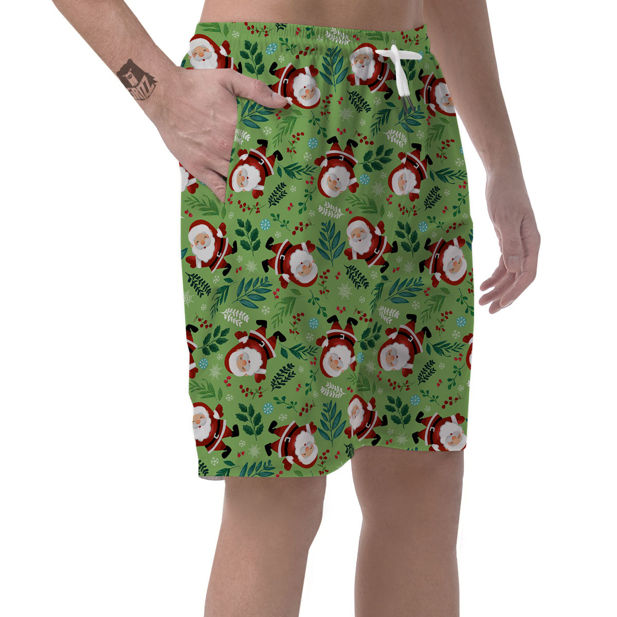 Santa Claus Happy Print Pattern Men's Shorts-grizzshop
