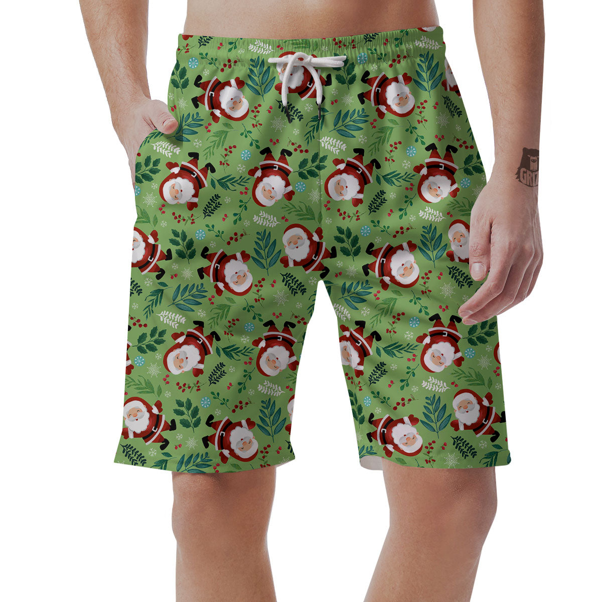 Santa Claus Happy Print Pattern Men's Shorts-grizzshop