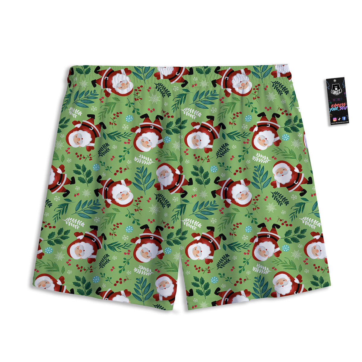 Santa Claus Happy Print Pattern Mesh Shorts