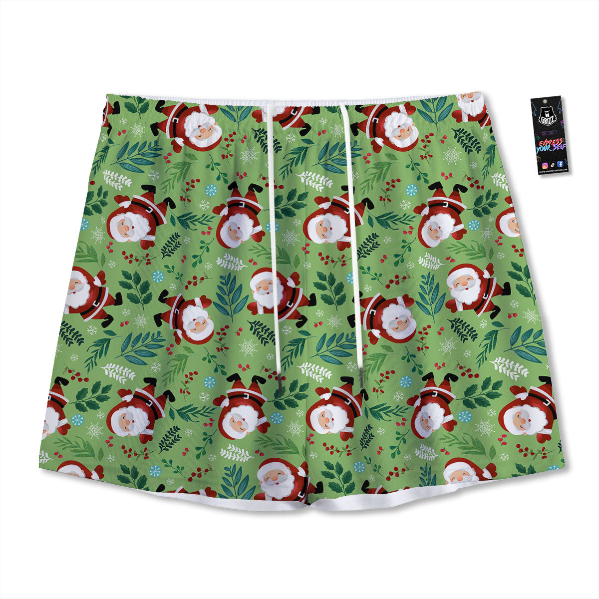 Santa Claus Happy Print Pattern Mesh Shorts