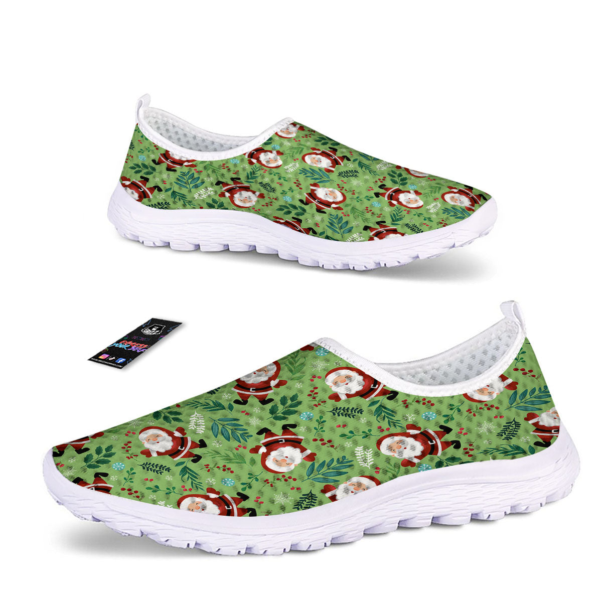 Santa Claus Happy Print Pattern Nurse Shoes-grizzshop