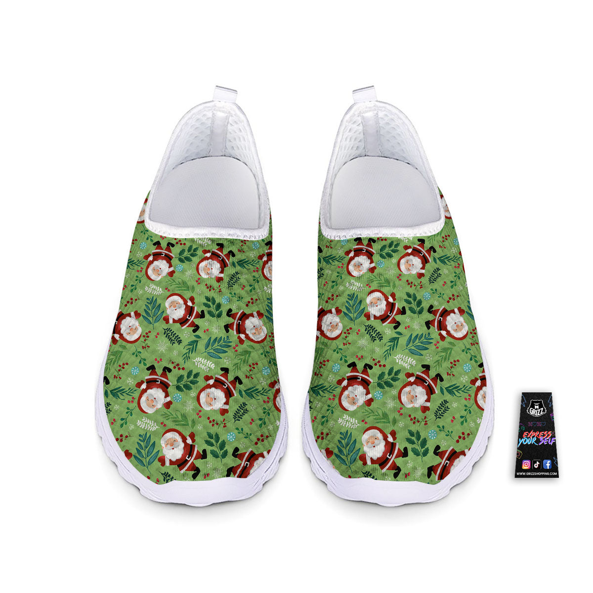 Santa Claus Happy Print Pattern Nurse Shoes-grizzshop