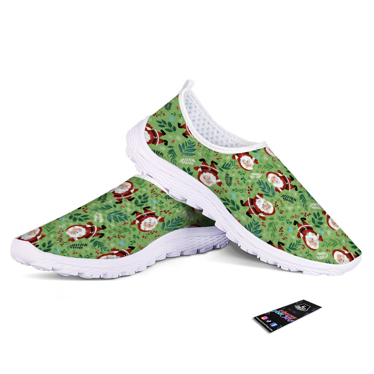 Santa Claus Happy Print Pattern Nurse Shoes-grizzshop