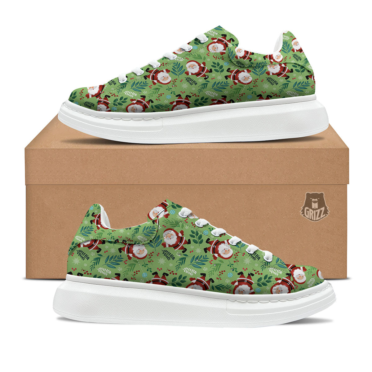 Santa Claus Happy Print Pattern Platform Shoes-grizzshop