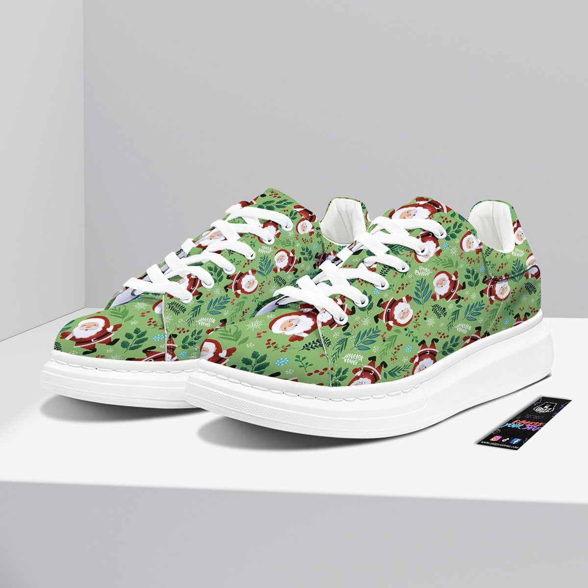 Santa Claus Happy Print Pattern Platform Shoes-grizzshop